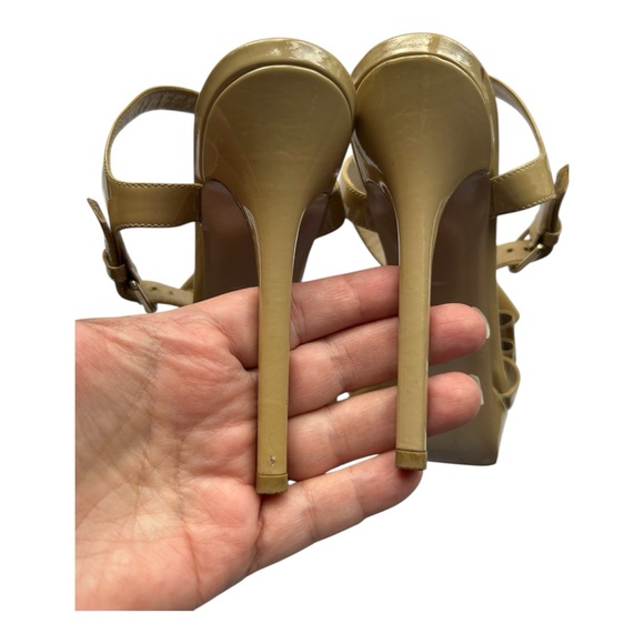 Valentino Patent Leather Stiletto Nude Bow Platform Size 6.5 - Picture 5 of 11